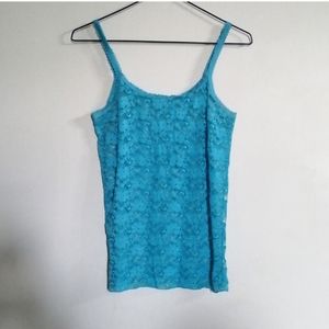 Blue lace tank top